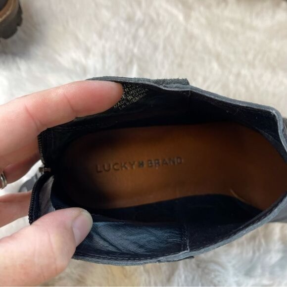 Lucky Brand Black Leather Ankle Bootie Boots Sz 9 - Picture 10 of 10